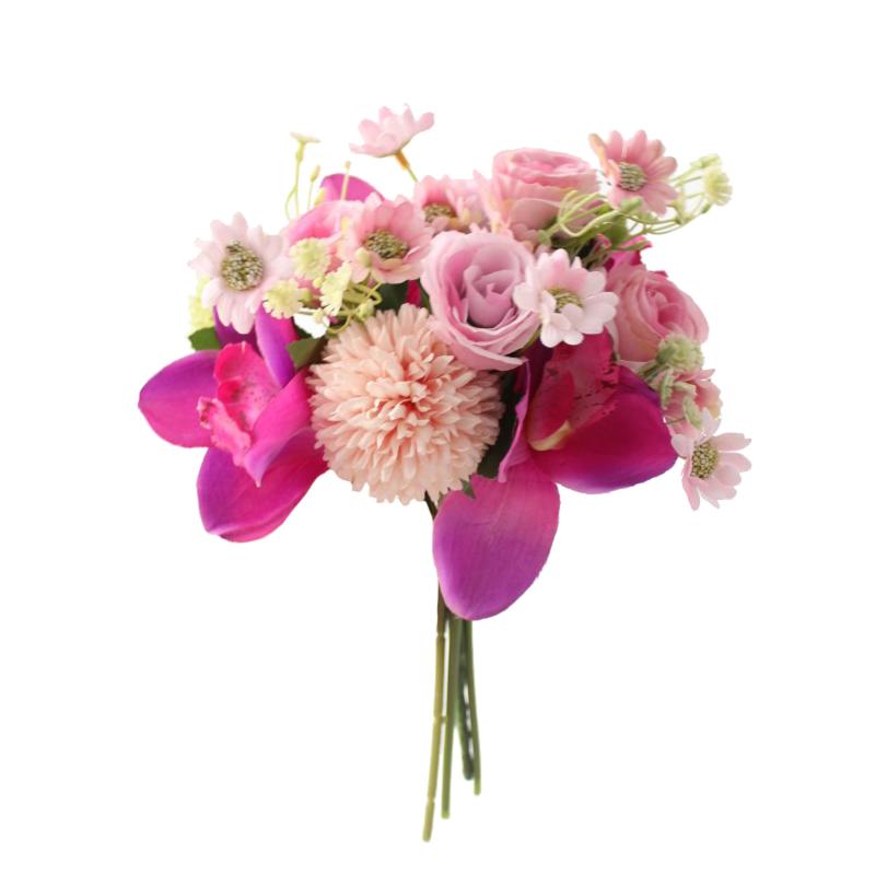 Artificial Sunflower Rose Bouquet Bride Holding Flower Silk Wedding Linen Handmade Simulation Bouquets Home Party Decor Decorative Flowers &