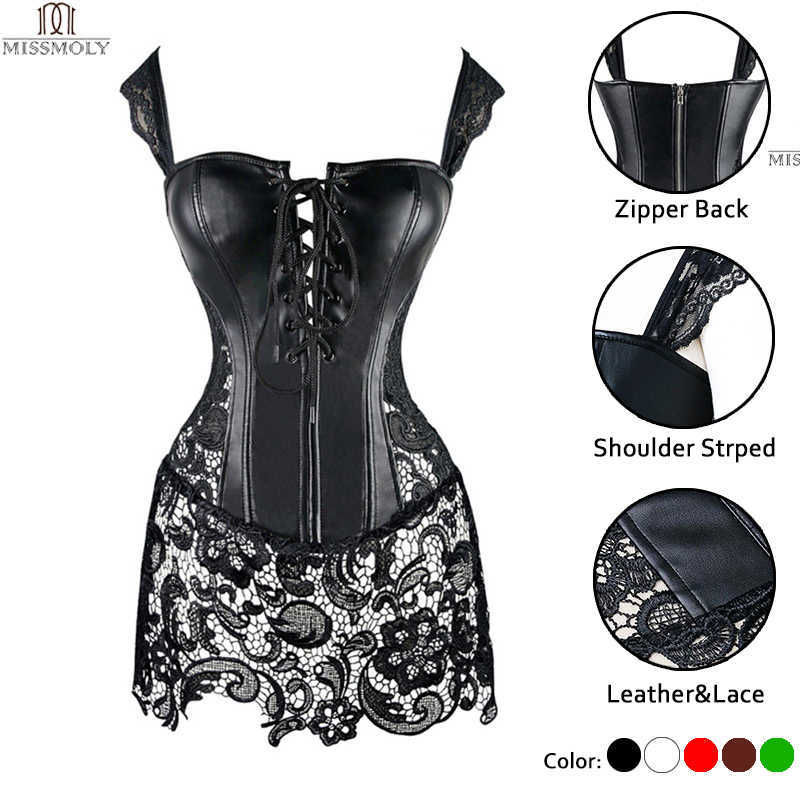 Steampunk Corset Gothic Leather Bustier Sexy Boned Dress Overbust 6XL Plus Size Lace Top Woman lingerie Tummy Slimming Sheath 210603, Fashion sexy black
Steampunk Corset Gothic Leather Bustier Sexy Boned Dress Overbust 6XL Plus Size Lace Top Woman lingerie Tummy Slimming Sheath 210603, Fashion sexy black
