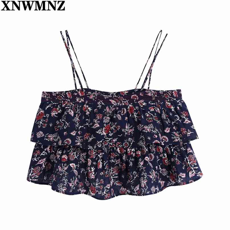 Fashion women floral print cropped blouse sling ruffled hem Women's clothing slim short Ladies Tops 210520, Navy blue
Fashion women floral print cropped blouse sling ruffled hem Women's clothing slim short Ladies Tops 210520, Navy blue