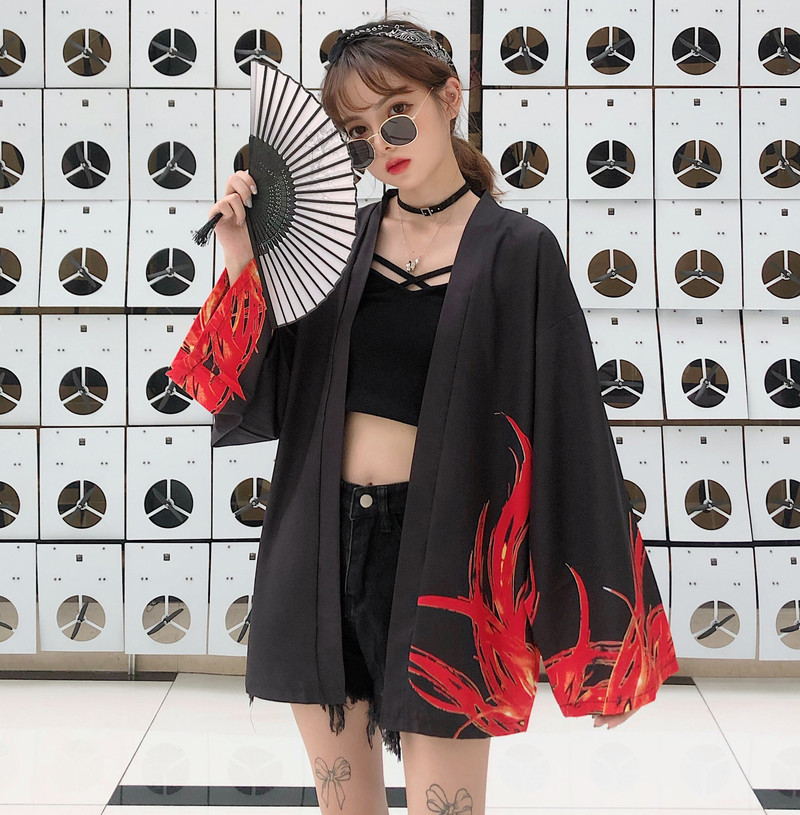 Womens Tops and Blouses Harajuku Japanese Streetwear Outfit Kimono Cardigan Female Yukata Blouse Vintage Blusas 210519