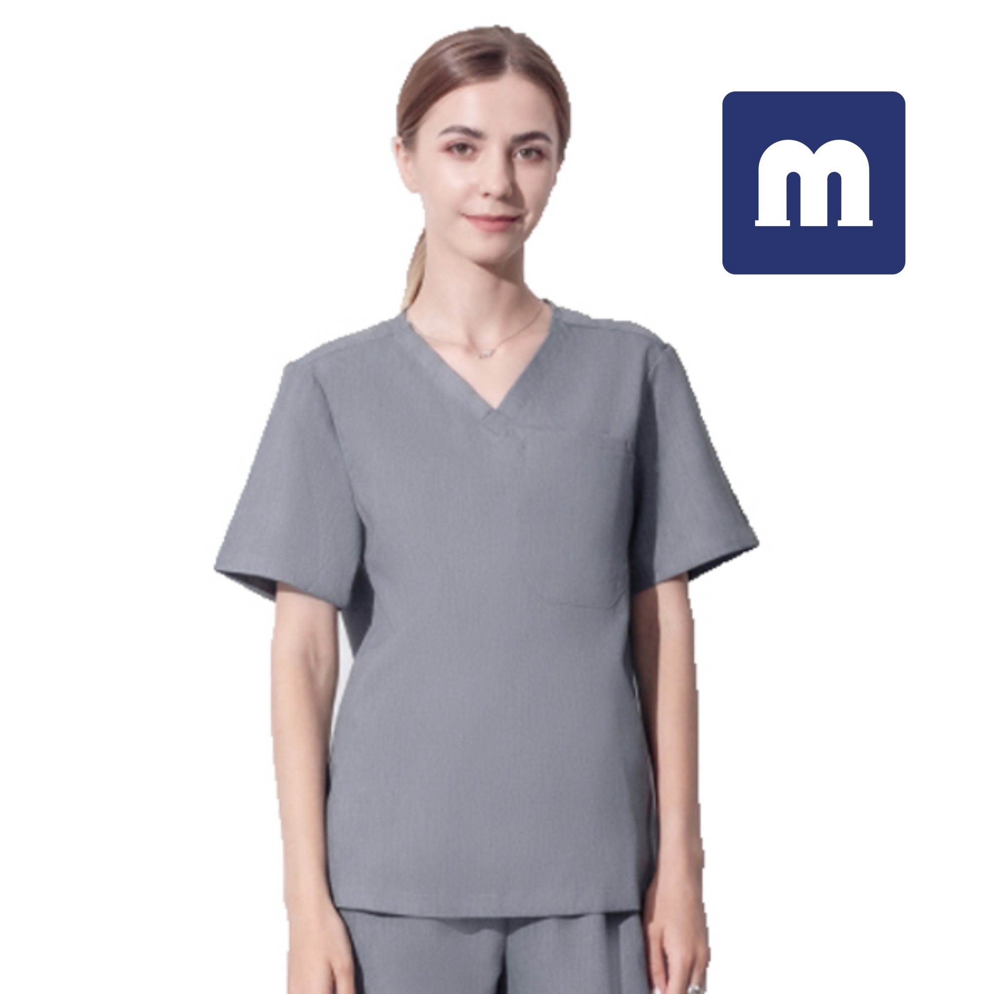 Medigo-047 Two-Pocket Mandarin Collar Scrubs Top+pants for Women & Relaxed Fit, Super Soft Stretch, Anti-Wrinkle Medical Scrubs hospital Uniform shirt