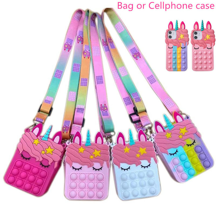 DHL Fidget Sensory Bubble Bretelle Shoulder Bag Cellphone Case Finger Push Pouch Case Change Coin Purse Decompression Unicorn Popping Toys for Girls Kids
DHL Fidget Sensory Bubble Bretelle Shoulder Bag Cellphone Case Finger Push Pouch Case Change Coin Purse Decompression Unicorn Popping Toys for Girls Kids