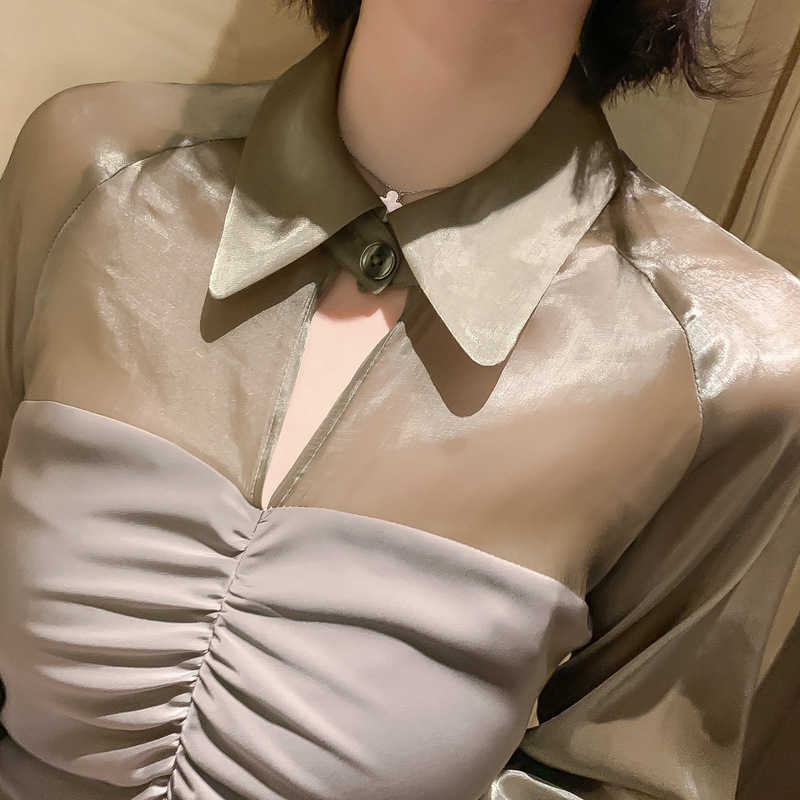 Korean Casual Women Shirt Dress Office Ladies Elegant Long Sleeve Patchwork Mini Dresses Spring Female Vestidos 210608