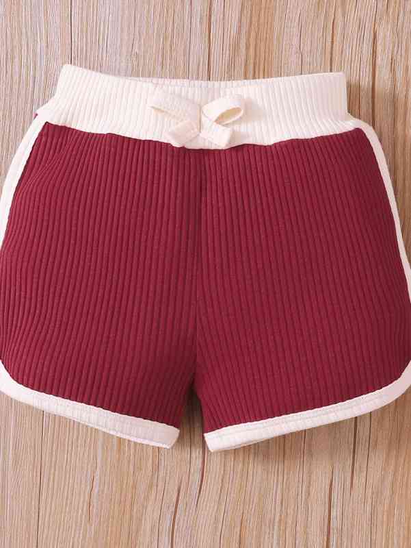 Baby Contrast Binding Butterfly Sleeve Bodysuit & Bow Front Shorts SHE