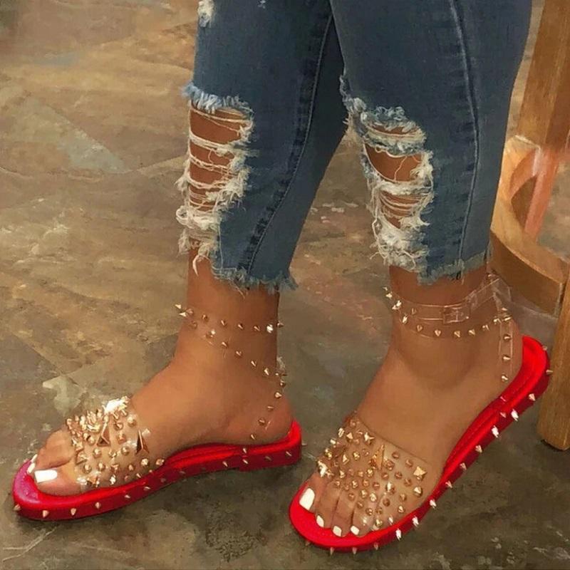Women Transparent Sandals Summer Sexy Rivet Open Toe Beach Flat Shoes Ladies Gladiator Clear Ankle Strap Roman Big Size, As pic
Women Transparent Sandals Summer Sexy Rivet Open Toe Beach Flat Shoes Ladies Gladiator Clear Ankle Strap Roman Big Size, As pic