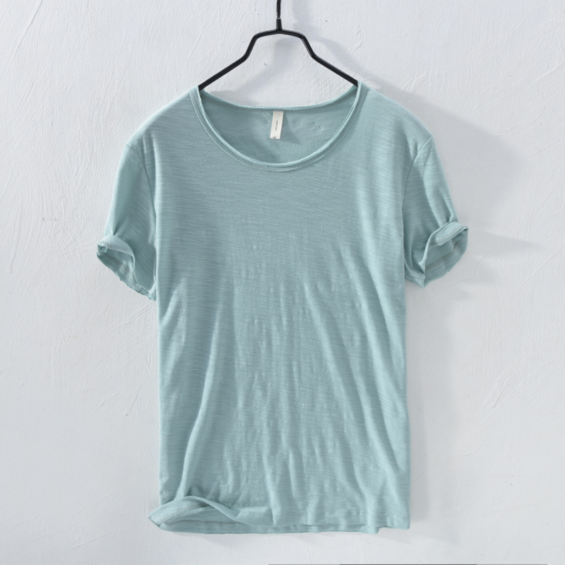 Summer Pure Cotton T-shirt For Men O-Neck Solid Color Casual Thin T Shirt Basic Tees Plus Size Male Short Sleeve Tops Clothing 220309