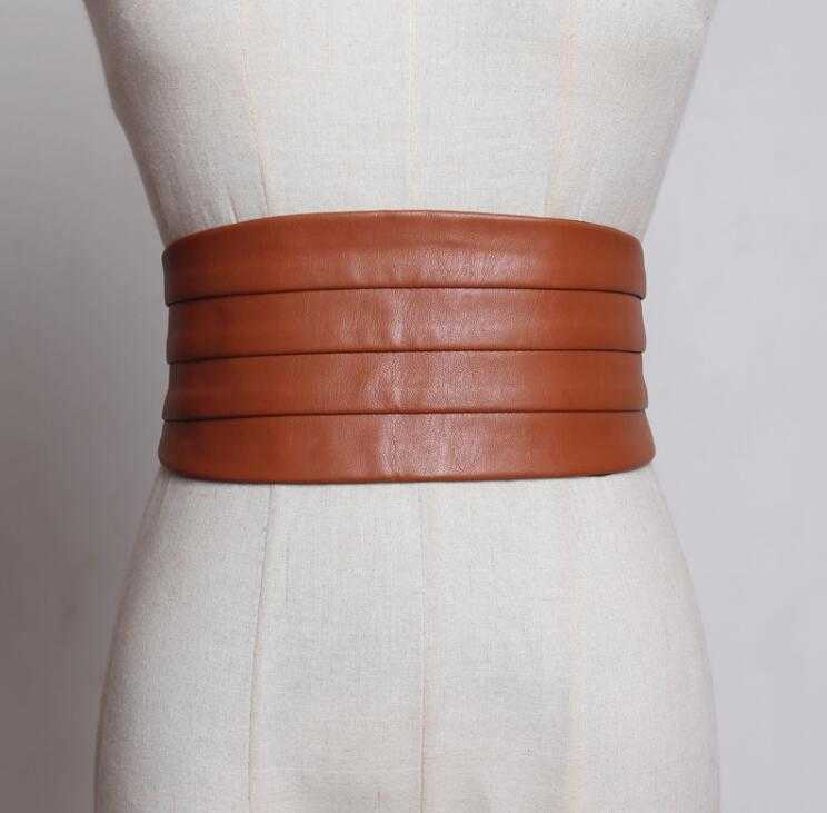 Women's runway fashion pu leather elastic Cummerbunds female Dress coat Corsets Waistband Belts decoration wide belt R1775 CX200722 - view 3