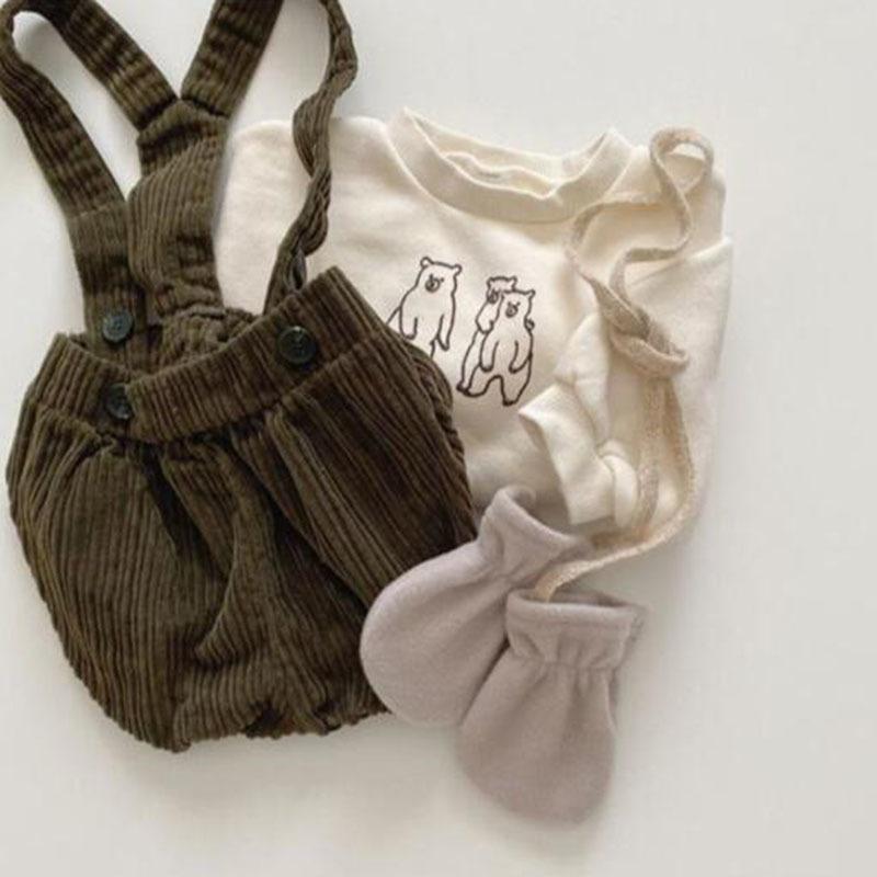 0-2Yrs Infant Baby Boys Girls Corduroy Braces Rompers Clothing Spring Autumn Kids Boy Girl Clothes 210521