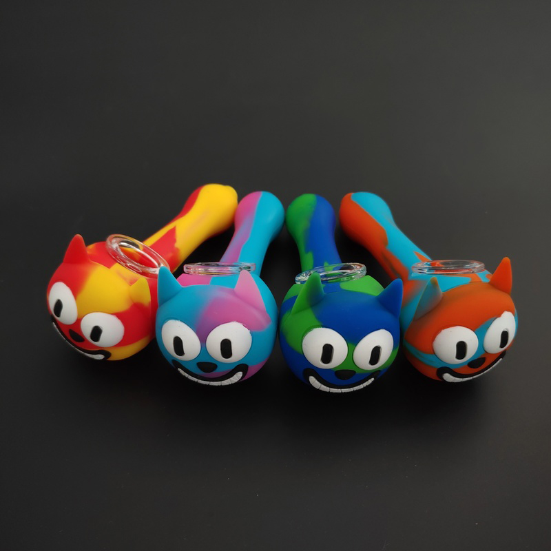 5.12" Silicone Hand Pipes Cartoon Cat Smoking Pipe With Glass Bowl Spoon Cigarette Pipe 10 Pcs/lot
5.12" Silicone Hand Pipes Cartoon Cat Smoking Pipe With Glass Bowl Spoon Cigarette Pipe 10 Pcs/lot
