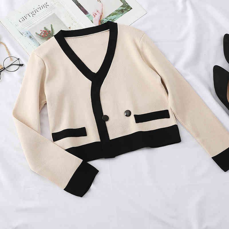 Knitted Two Piece Set Women V Neck Pullovers +elastic Waist Pants Autumn Fashion Outfits Korean Ropa Mujer 17433 210415