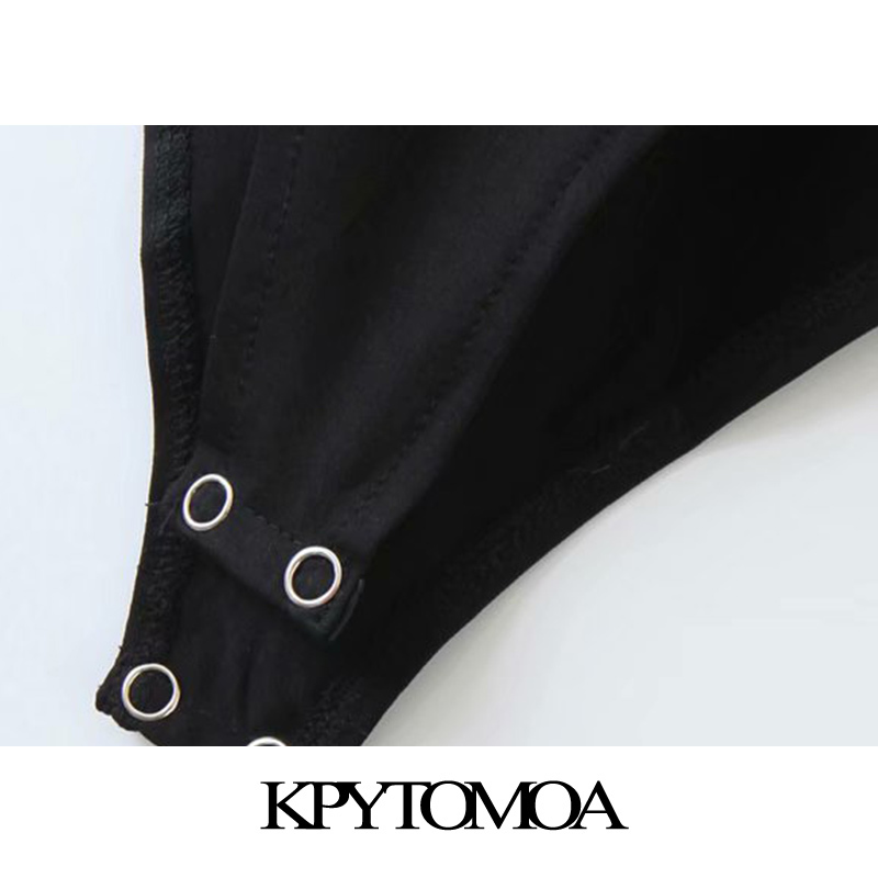 Women Sexy Fashion Faux Leather Patchwork Skinny Bodysuits Vintage V Neck Back Zipper Female Playsuits Mujer 210416