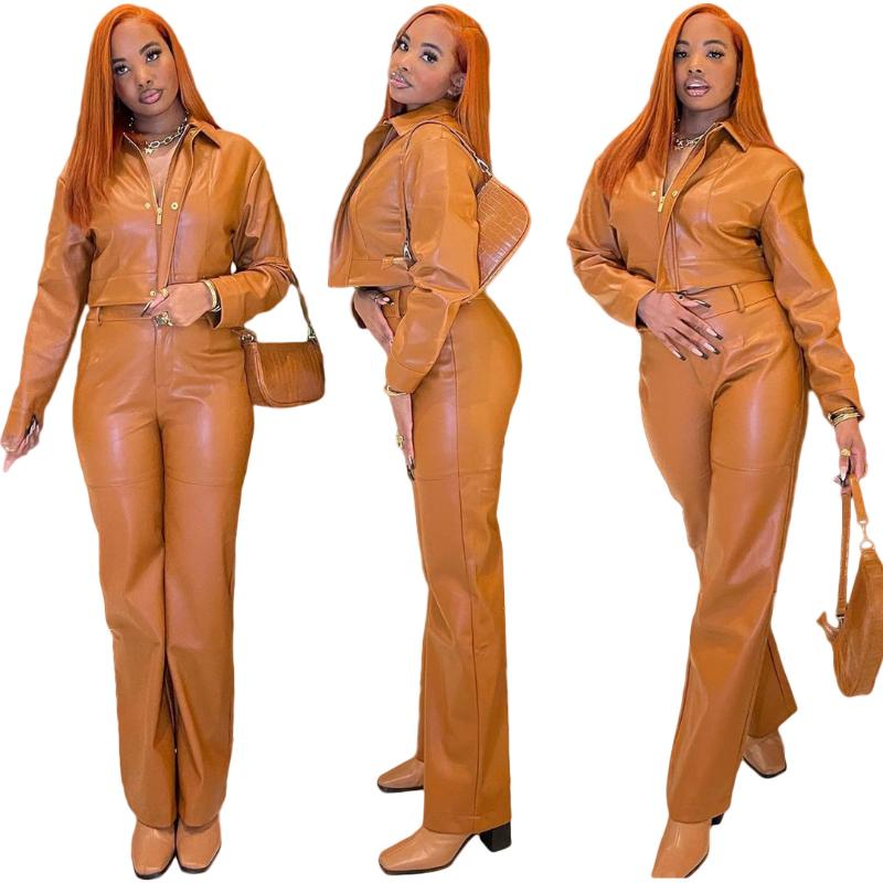 Women's Two Piece Pants Fall Winter PU Pieces Sets Solid Leather Jacket With Long Sleeves Turn Down Party Office Lady Club Outfits, White
Women's Two Piece Pants Fall Winter PU Pieces Sets Solid Leather Jacket With Long Sleeves Turn Down Party Office Lady Club Outfits, White