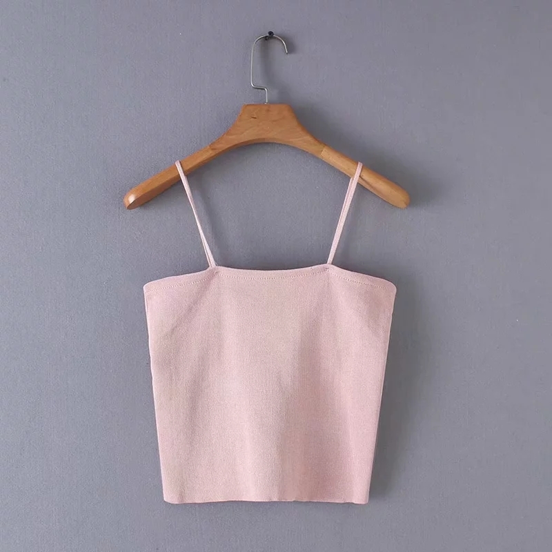 Women Knotted Fold Knitting Sling T shirt Casual Lady Sexy Short Tops Fashion Feminina Solid Color T-shirt T1059 210430Z