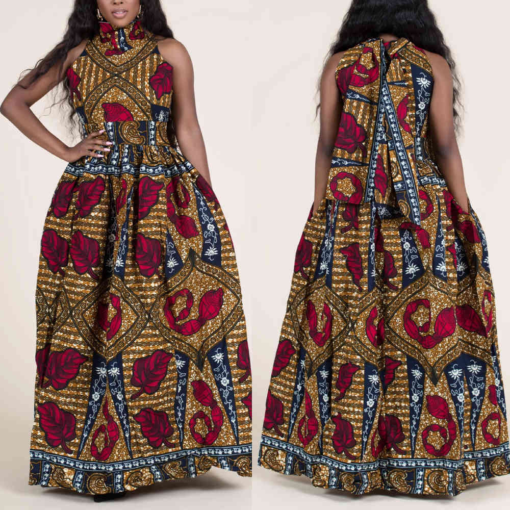 MD Plus Size Sleeveless Dress New African Clothes Ankara Dashiki Print Dress Fashion Party Dresses for Women Robe Africaine 210408