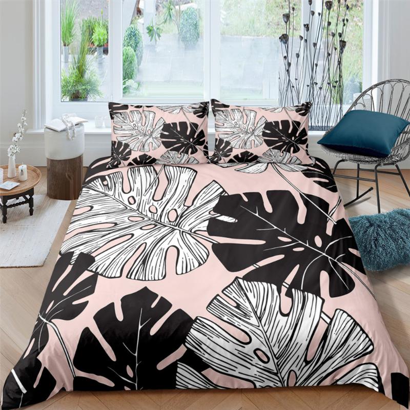 Leaf Floral Duvet Cover Single Full Queen King Double Size Bedding Set Plant Pillowcase Quilt Bed Covers Linen Sets