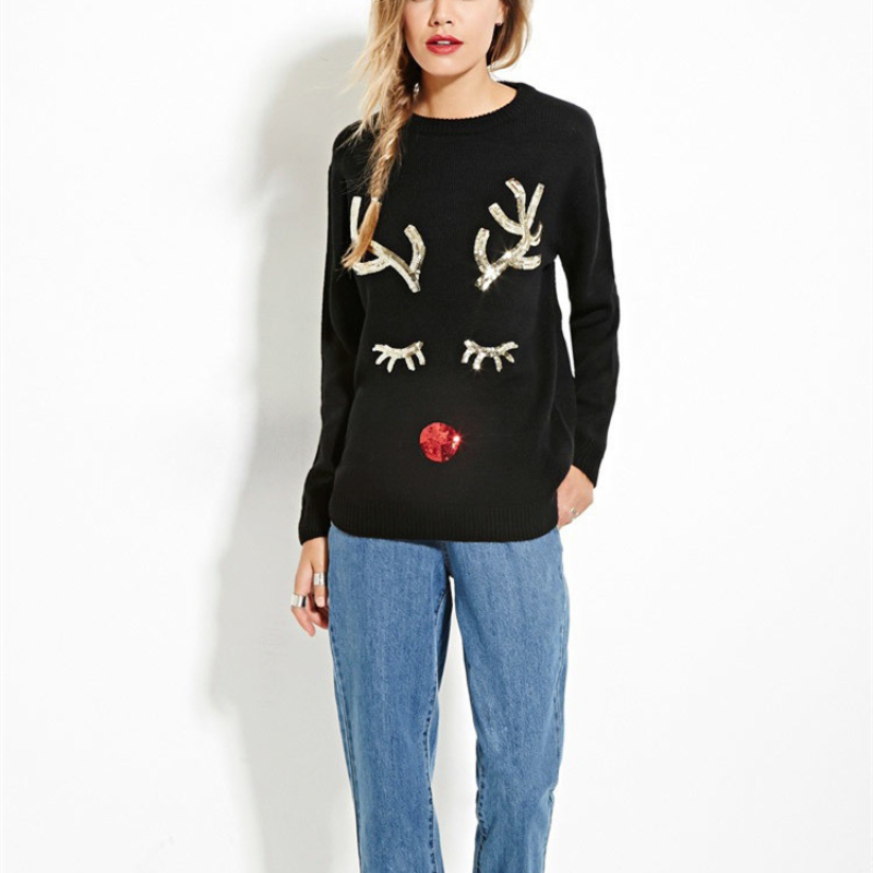 Casual Woman Embroidery Christmas Sweater Autumn Winter Fashion Ladies Snowman Pullover Female Christmas-Tree Knitwear 210515