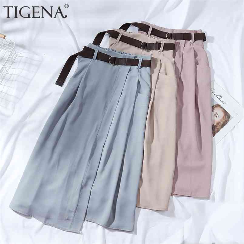 TIGENA Irregular Hem A Line Midi Long Skirt Women Fashion Spring Summer Belt Pocket High Waist Female Office Lady 210708, Light blue
TIGENA Irregular Hem A Line Midi Long Skirt Women Fashion Spring Summer Belt Pocket High Waist Female Office Lady 210708, Light blue