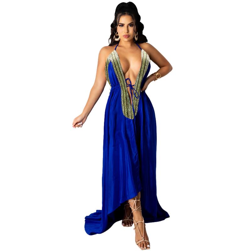 Women's Swimwear 2021 Deep V Neck Satin Bikini Cover-ups Sexy Backless Summer Beach Dress Women Wear Swim Suit Cover Up