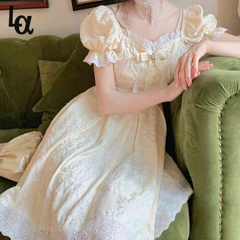 Yellow Kawaii Elegant Dress Women Sweet Korean Princess Lolita Casual Puff Sleeve Lace Up Party Summer 210519
Yellow Kawaii Elegant Dress Women Sweet Korean Princess Lolita Casual Puff Sleeve Lace Up Party Summer 210519