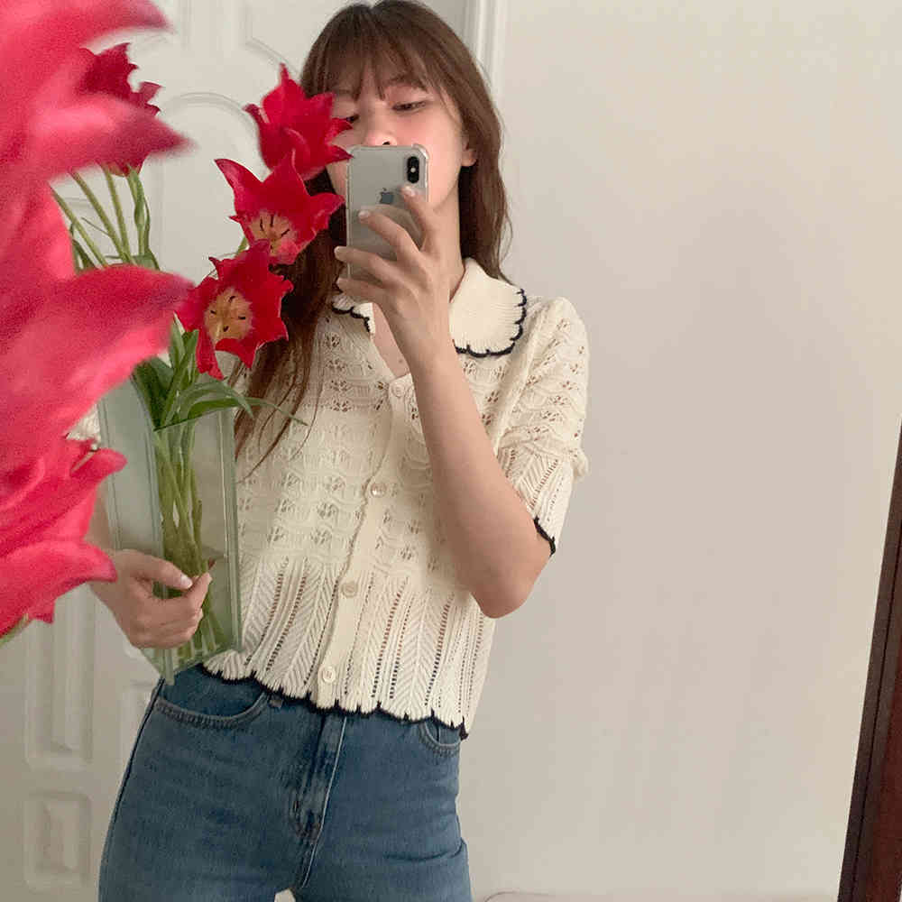 Comelsexy Summer Casual Knitted Tops Short Sleeves Cardigans Loose Women Fashion Femme Prom Outwear High Waist Sweaters 210515