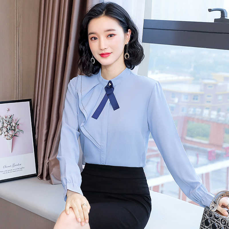 Korean Women Shirts Chiffon Blouses Plus Size Elegant Solid Ruffles Blusas Mujer De Moda Ladies Top 210531