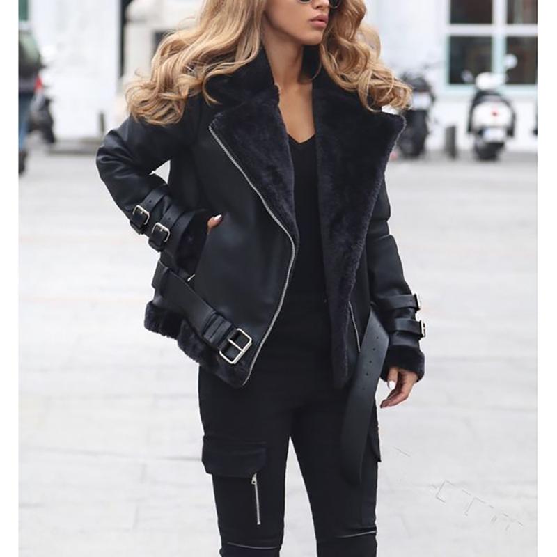 Women's Leather & Faux Jacket Women Winter Thickened Motorcycle Coat Short Fur Neck Loose Zipper Cardigan Top PU, Black
Women's Leather & Faux Jacket Women Winter Thickened Motorcycle Coat Short Fur Neck Loose Zipper Cardigan Top PU, Black