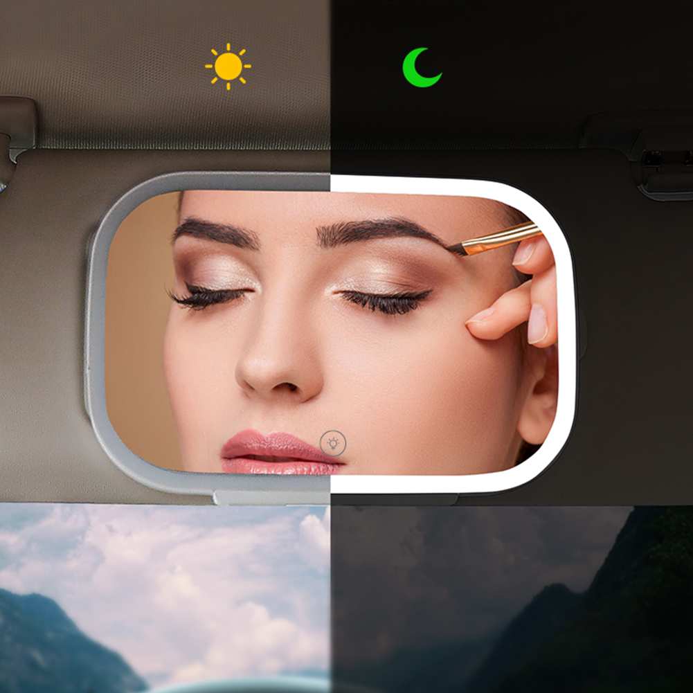 Universal Sun Visor Auto Vanity Mirrors Electric Dimmable LED Light Baby Car Mirror With Touch Screen Interior Accessories