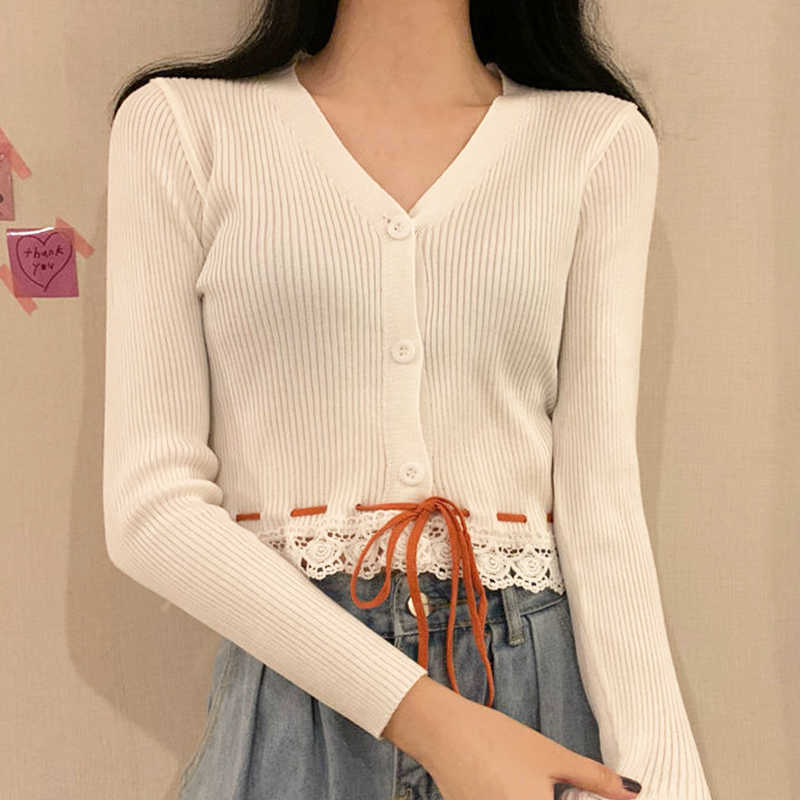 Knitted Cardigan Women Thin Lace Solid Korean Swaeter Coat Fashion Female Clothes Slim Short Knitwear Women' Autumn 210604, Black
Knitted Cardigan Women Thin Lace Solid Korean Swaeter Coat Fashion Female Clothes Slim Short Knitwear Women' Autumn 210604, Black
