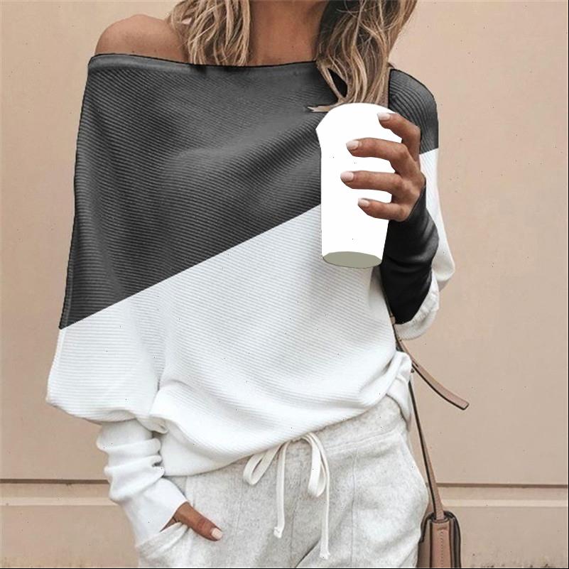 women sweater large size 5x off shoulder batwing sleeve stitching contrast color knitwear elastic basic casual loose jumper, White;black
women sweater large size 5x off shoulder batwing sleeve stitching contrast color knitwear elastic basic casual loose jumper, White;black