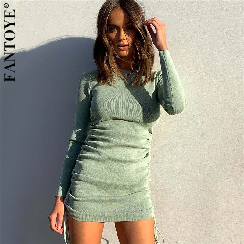 FANTOYE Cotton Full Sleeve Dress 2021 Autumn New Women Fold Ruched Drawstring Slim Mini Dress Casual Streetwear O-Neck Dresses, Black
FANTOYE Cotton Full Sleeve Dress 2021 Autumn New Women Fold Ruched Drawstring Slim Mini Dress Casual Streetwear O-Neck Dresses, Black