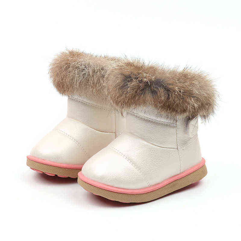 JGSHOWKITO Girls Boots Fashion Snow Boots For Kids Children Rubber Boots For Toddler Boys Girl Toddlers Warm Cotton Plush Fur 211108