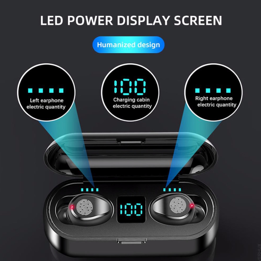 TWS Earphone Bluetooth Wireless V5.0 F9 TWS sports Headphone LED Display With 2000mAh Power Bank Headset Microphon, Deep blue
TWS Earphone Bluetooth Wireless V5.0 F9 TWS sports Headphone LED Display With 2000mAh Power Bank Headset Microphon, Deep blue