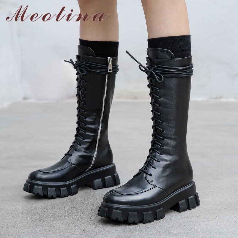 Meotina Real Leather Platform High Heel Mid Calf Boots Motorcycle Boots Women Shoes Lace Up Thick Heels Zipper Lady Boots Black 210608, Black synthetic lin
Meotina Real Leather Platform High Heel Mid Calf Boots Motorcycle Boots Women Shoes Lace Up Thick Heels Zipper Lady Boots Black 210608, Black synthetic lin