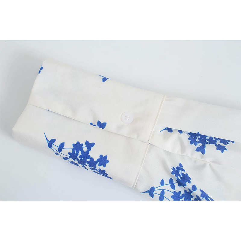 Summer Women Floral Printed Shirt Buttoned Long Sleeves Chic Lady Fashion Casual Clothes 210517