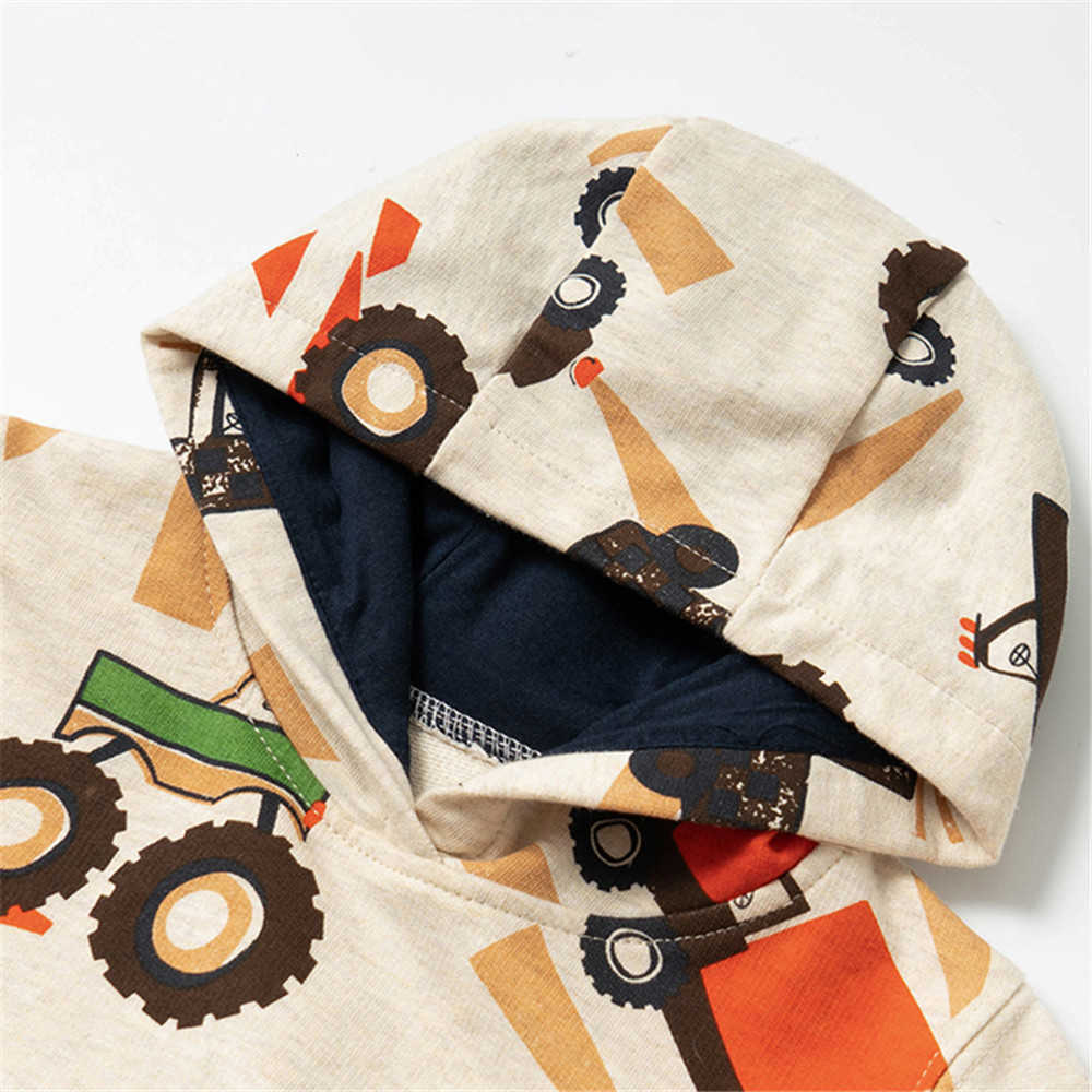 Jumping Meters Children's Cotton Hooded Shirts for Autumn Spring Boys Fashion Sport Clothing with Cars Print Toddler 210529