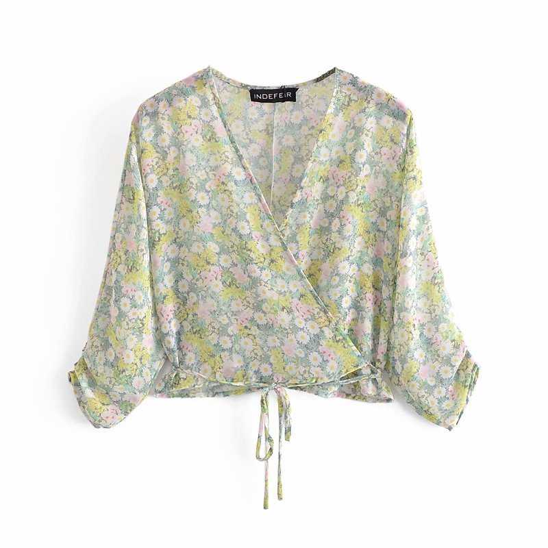 Women Two Piece Set Printed Shirt & Slit Midi Skirt Fashion Casual Woman 2 210517