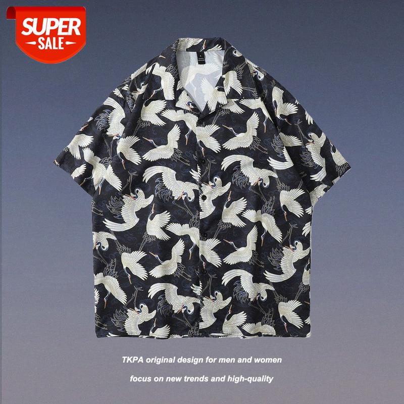 TKPA Japanese-style and wind crane full-print short-sleeved shirt for men women casual loose street Wei Yi flower #XA1j, White;black
TKPA Japanese-style and wind crane full-print short-sleeved shirt for men women casual loose street Wei Yi flower #XA1j, White;black