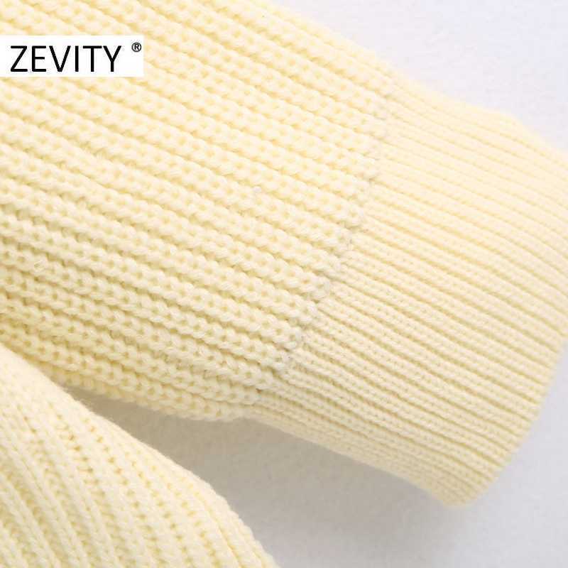 Zevity women fashion twist patchwork hem irregular knitting sweater ladies long sleeve casual sweaters chic autumn tops S394 210603