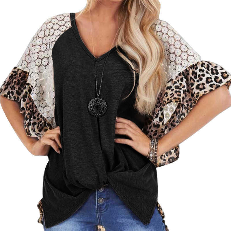 Summer Leopard Women T-shirt V-neck Short Sleeve Women Clothes Tshirt Tops Ladies Plus Size Fashions T Shirt 210608, Green
Summer Leopard Women T-shirt V-neck Short Sleeve Women Clothes Tshirt Tops Ladies Plus Size Fashions T Shirt 210608, Green