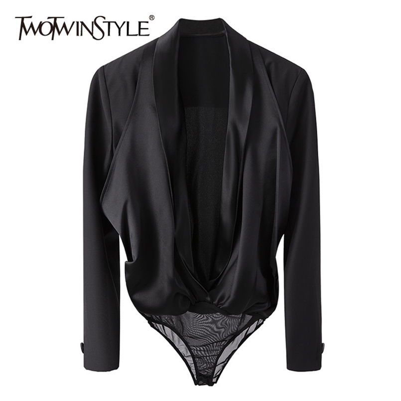Sexy Black Bodysuit For Women Deep V Neck Long Sleeve High Waist Patchwork Mesh Ruched Slim Bodysuits Female Summer 210521
Sexy Black Bodysuit For Women Deep V Neck Long Sleeve High Waist Patchwork Mesh Ruched Slim Bodysuits Female Summer 210521