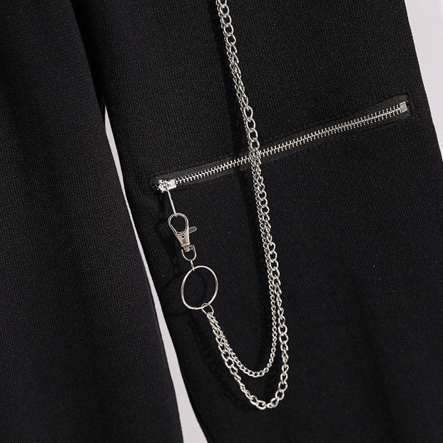 Nomikuma Chain Zipper Hole Women Knitted Harem Pants Lace Up High Waist Cargo Trousers Autumn Winter New Sweater Pants 6C665 210427