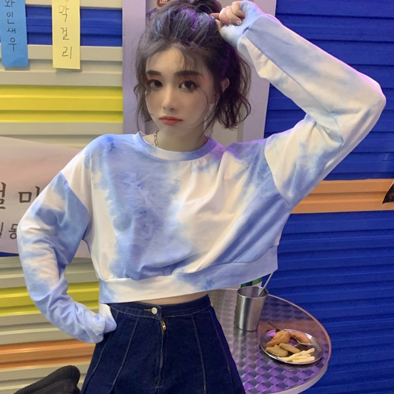 Wonder Niche Tie-dye Hoodies Spring Lady Pullovers Vintage Long Sleeve Sweatshirt Casual Korean Tops 210510
