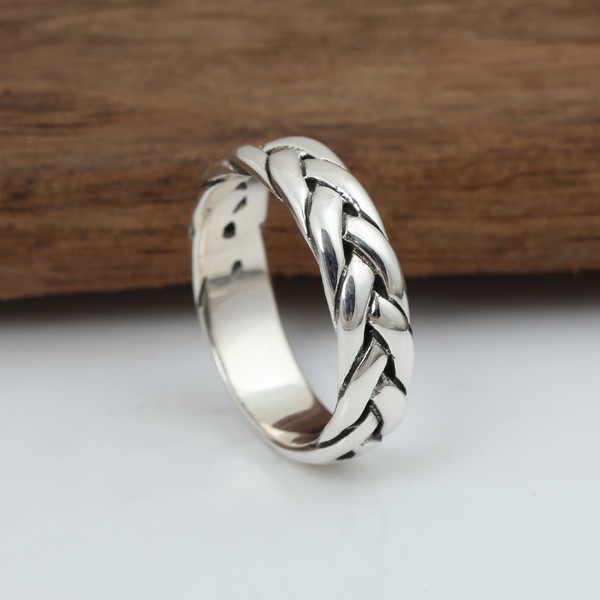High quality 925 sterling silver braided band rings American Europe antique handmade designer punk gothic Luxury jewelry accessories