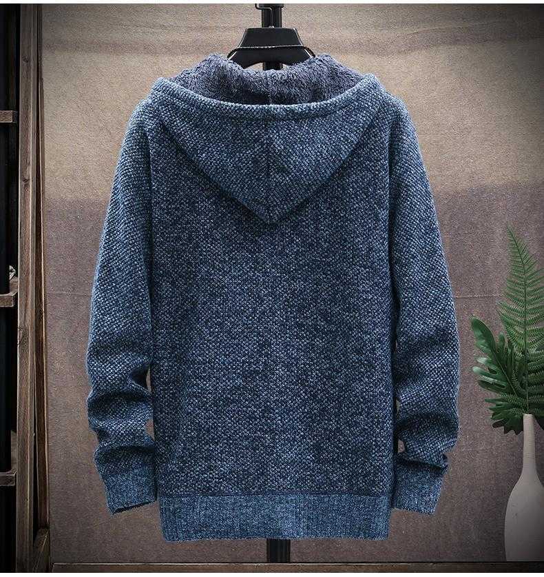 ZITY Sweater Cardigan Men's Autumn Hooded Zipper Fleece Coats Man Fashion Casual Solid Jumpers Fleece Jackets Slim Fit M-3XL 211008