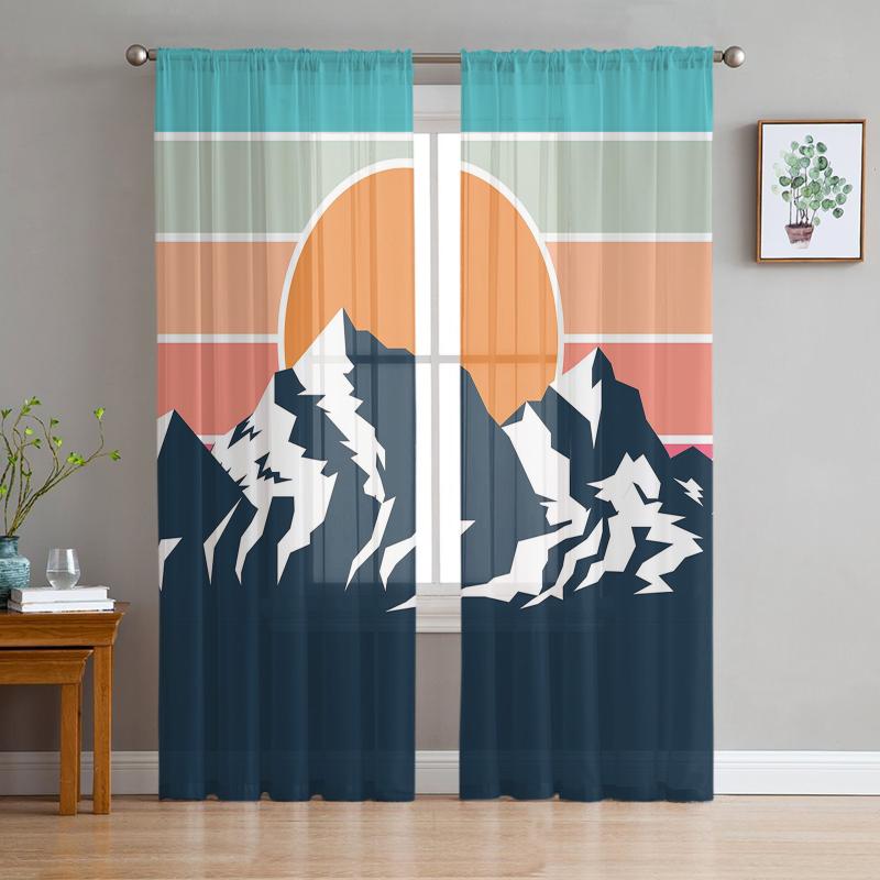 Curtain & Drapes Snow Mountain Sunrise Color Sun Sheer Curtains Bedroom Decoration Kitchen Tulle For Living Room
Curtain & Drapes Snow Mountain Sunrise Color Sun Sheer Curtains Bedroom Decoration Kitchen Tulle For Living Room