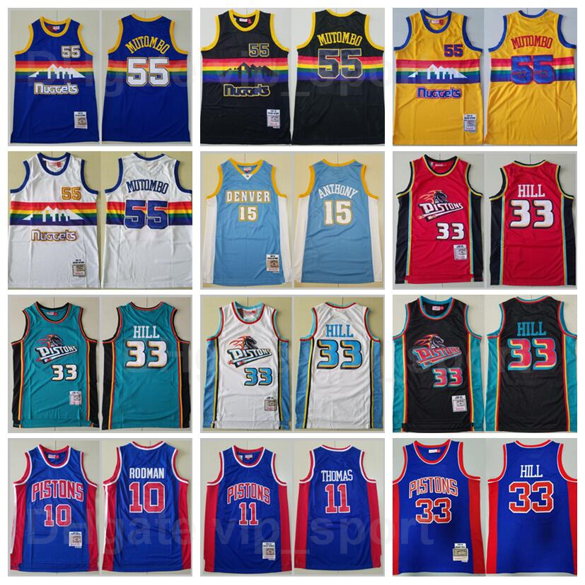 Vintage Basketball Mitchell Ness Dikembe Mutombo Jersey 55 Carmelo Anthony 15 Allen Iverson 3 Grant Hill 33 Isiah Thomas 11 Dennis Rodman 10 Blue White Black Retro
Vintage Basketball Mitchell Ness Dikembe Mutombo Jersey 55 Carmelo Anthony 15 Allen Iverson 3 Grant Hill 33 Isiah Thomas 11 Dennis Rodman 10 Blue White Black Retro