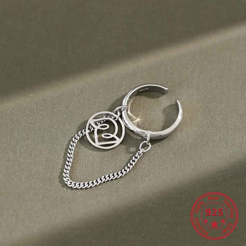 Cluster Rings 100% S925 Sterling Silver Ring Geometric Round Brand Chain Tassel For Women Opening Personality Fashion Jewelry
Cluster Rings 100% S925 Sterling Silver Ring Geometric Round Brand Chain Tassel For Women Opening Personality Fashion Jewelry