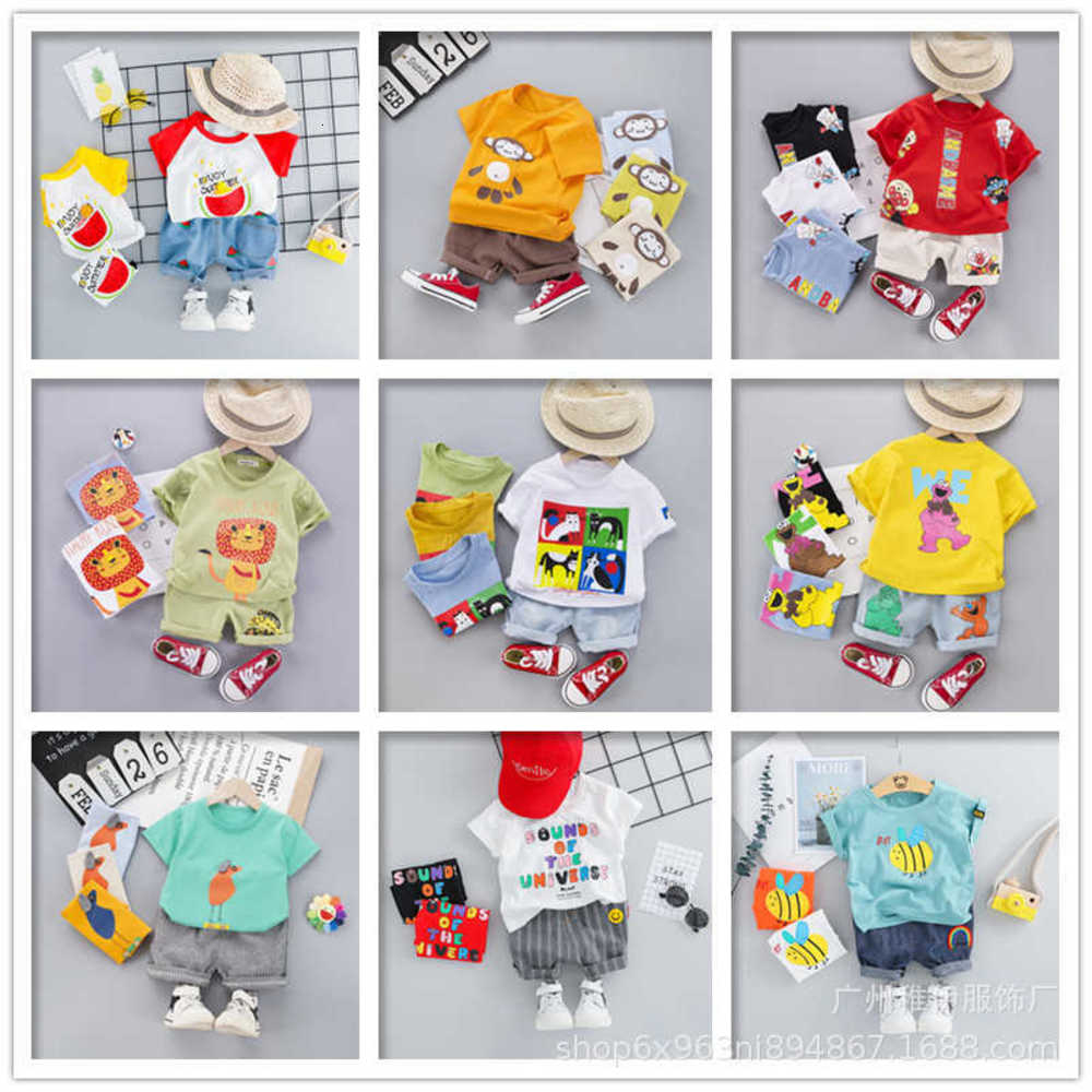 2021 fashion children's clothing 2 pieces set summer suit miscellaneous sleeve shorts