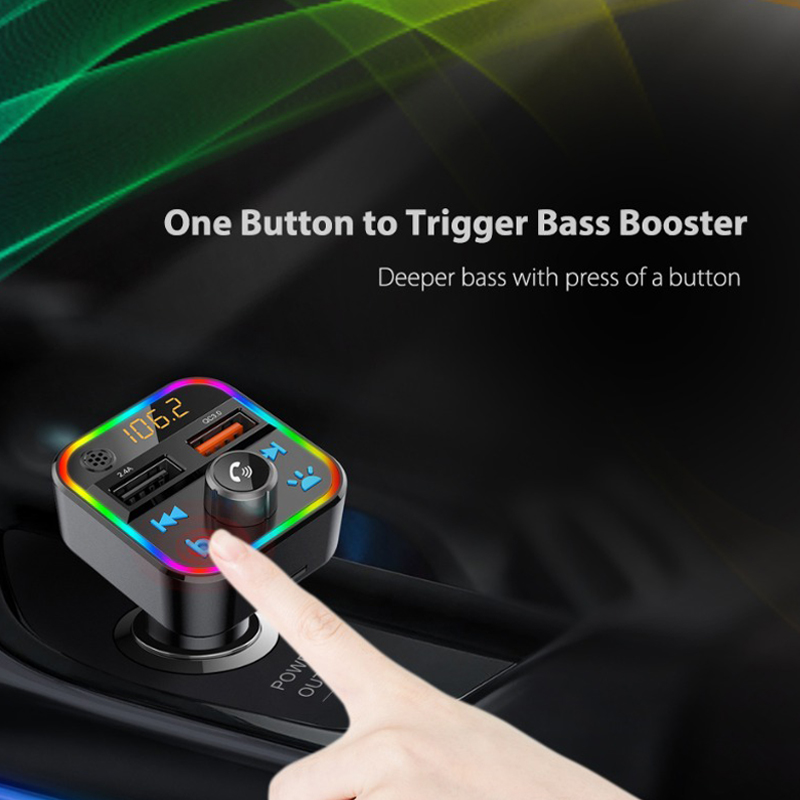 Car Kit Bluetooth FM Transmitters Bass Stereo MP3 Music Player Wireless Handsfree Phone Charger Adapter With LED Backlit QC 3.0 Fast Charging Automoti