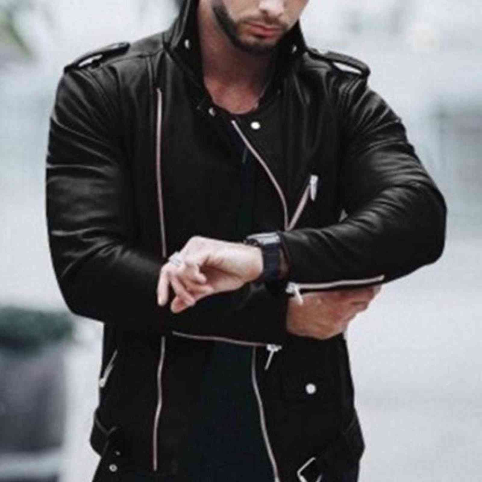 Leather Jackets Men Autumn Long Sleeve Stand Collar Jackets Winter Zipper mont Black Wine Red Faux Leather Coats Y1106
Leather Jackets Men Autumn Long Sleeve Stand Collar Jackets Winter Zipper mont Black Wine Red Faux Leather Coats Y1106